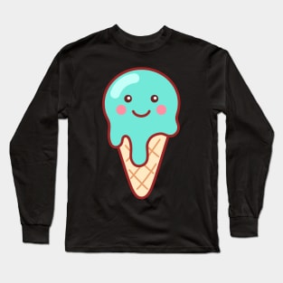 Bubblegum Ice Cream Emoji Minimal Long Sleeve T-Shirt